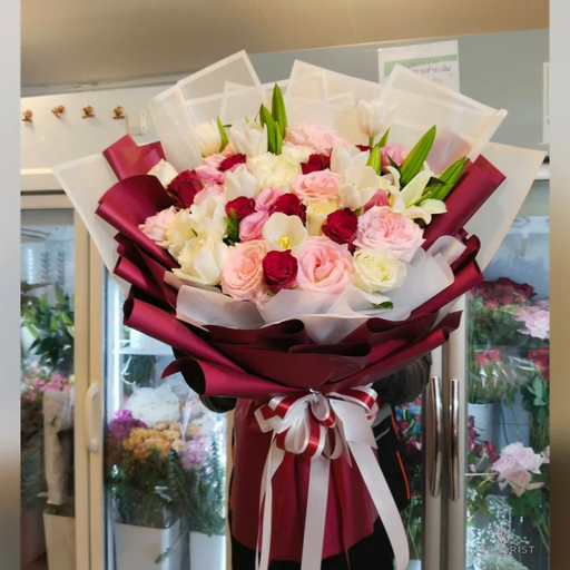 ช่อดอกไม้โทนขาวชมพู(ใหญ่)